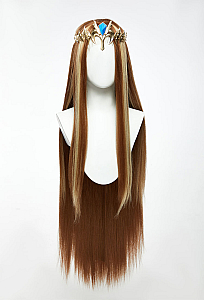 Cosplay Brown Wig Front Lace Hand Tied Long Straight Wig with Highlights