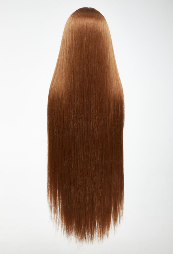 Cosplay Brown Wig Front Lace Hand Tied Long Straight Wig with Highlights