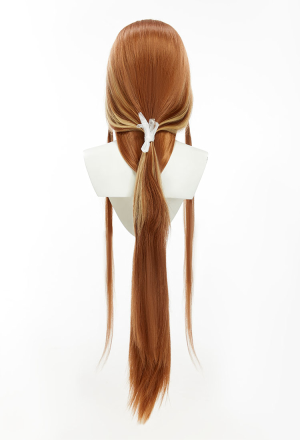 Cosplay Brown Wig Front Lace Hand Tied Long Straight Wig with Highlights