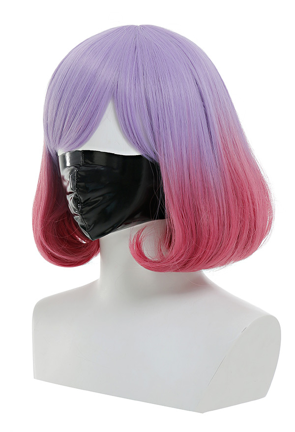 Luna Women Purple Pink Two Tone Short Bob Wig
