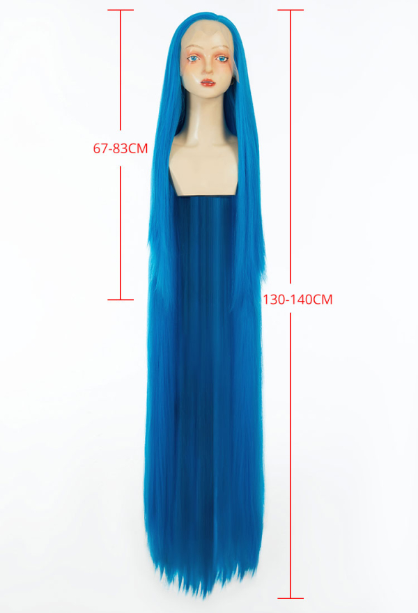 Cosplay Blue Lace Wig 140cm Full Long Straight Wig