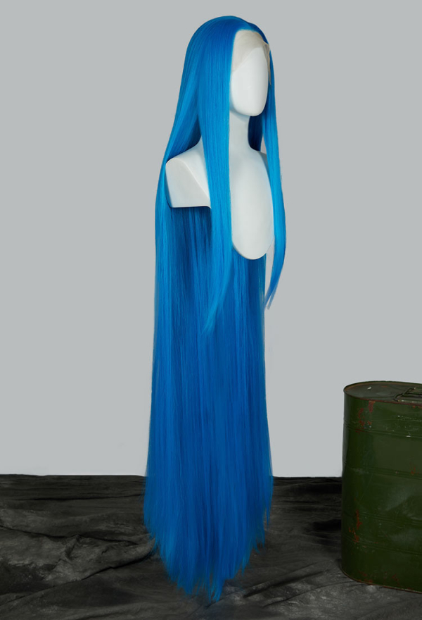 Cosplay Blue Lace Wig 140cm Full Long Straight Wig
