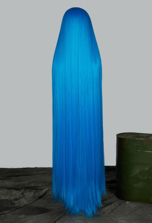 Cosplay Blue Lace Wig 140cm Full Long Straight Wig