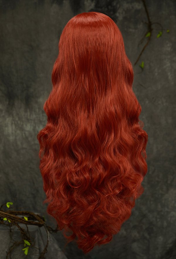 Reddish-Brown 31.5-inch Long Curly Lace Wig