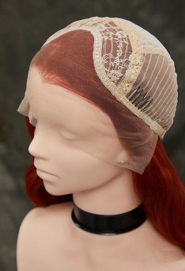 Reddish-Brown 31.5-inch Long Curly Lace Wig