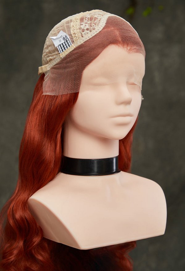Reddish-Brown 31.5-inch Long Curly Lace Wig