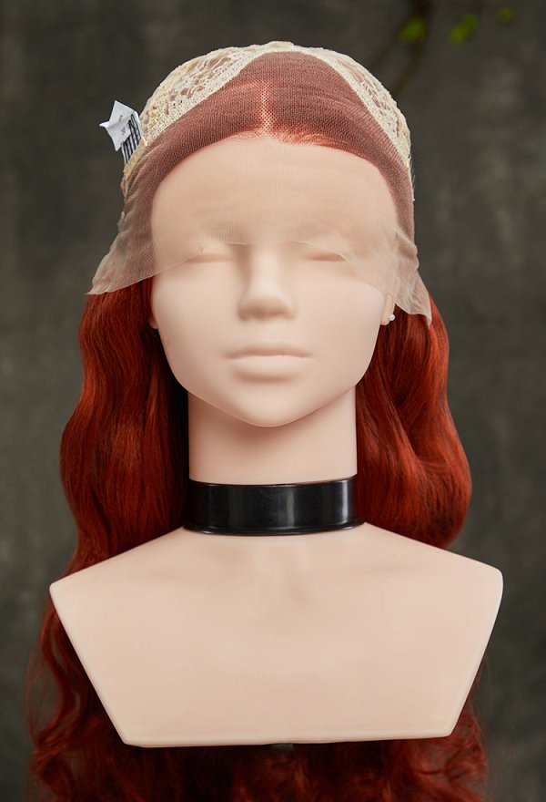 Reddish-Brown 31.5-inch Long Curly Lace Wig