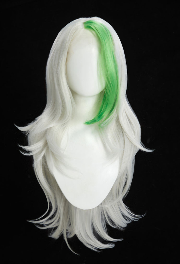 Roxanne Wolf Cosplay Wig White and Green Long Lace Wig