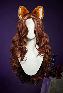 Haunted Night Cosplay Wig Brown Long Curly Wig Lace Wig with Hair Extensions