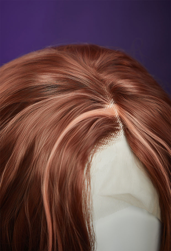 Haunted Night Cosplay Wig Brown Long Curly Wig Lace Wig with Hair Extensions