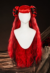 Haunted Night Cosplay Wig Red Long Curly Wig Detachable Wig with Hair Extensions