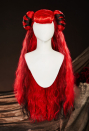Haunted Night Cosplay Wig Red Long Curly Wig Detachable Wig with Hair Extensions