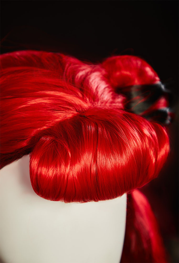 Haunted Night Cosplay Wig Red Long Curly Wig Detachable Wig with Hair Extensions