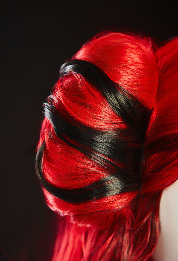 Haunted Night Cosplay Wig Red Long Curly Wig Detachable Wig with Hair Extensions