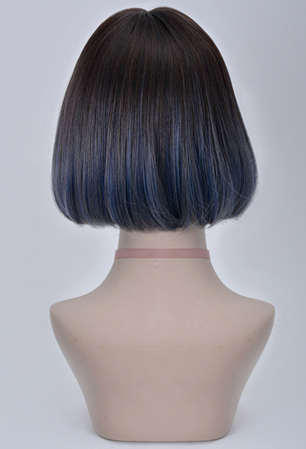 Gothic Witch Short Bob Gradient Straight Wig With Bangs for Halloween