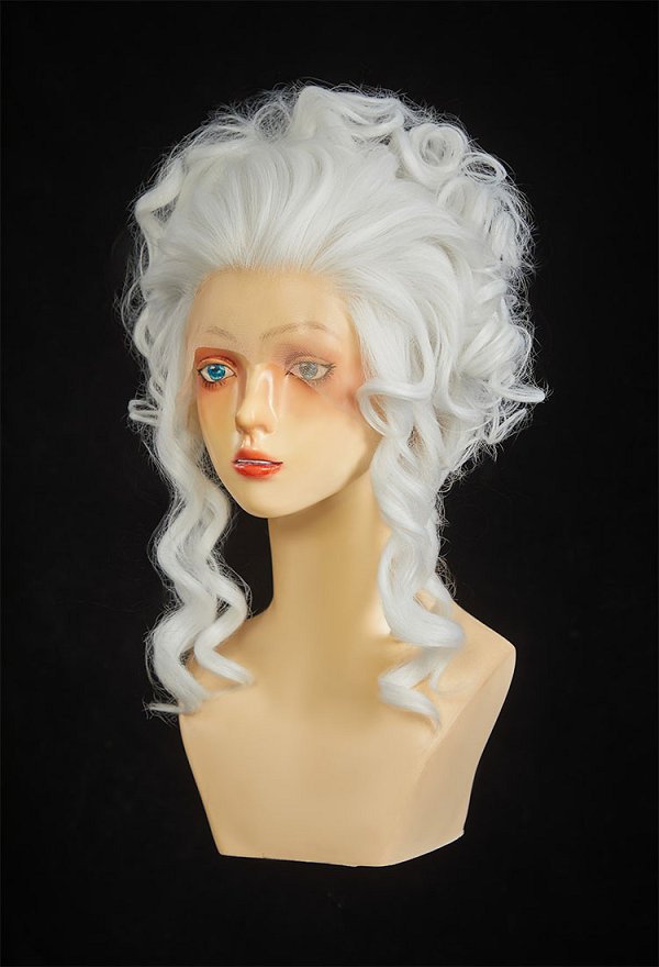 Rococo Style Cosplay Wig White Short Curly Lace Wig