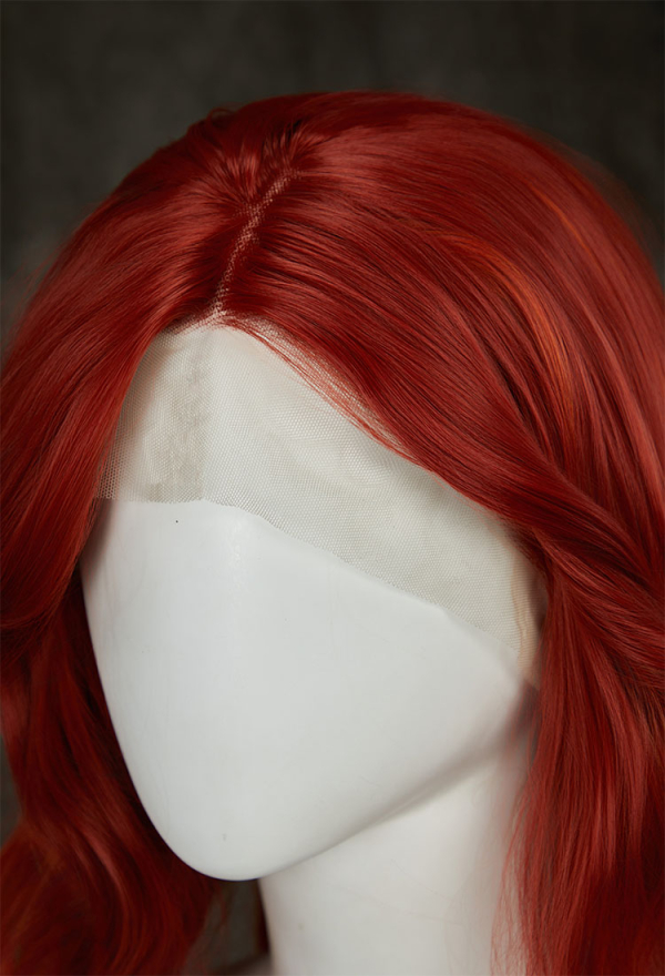 Cosplay Wig Dark Red Orange Wig Long Curly Lace Wig