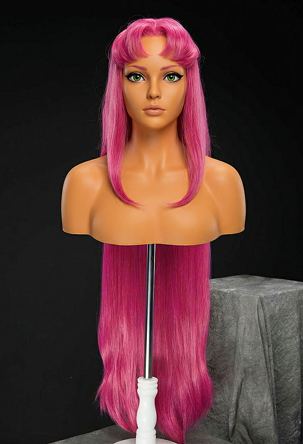 Female Superhero Cosplay Wig Magenta 35.4-inch Long Straight Lace Front Wig