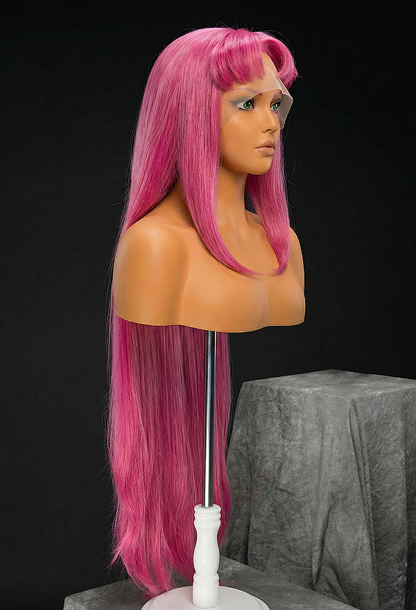 Female Superhero Cosplay Wig Magenta 35.4-inch Long Straight Lace Front Wig