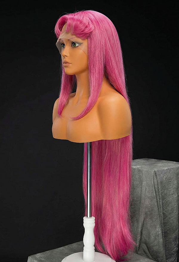 Female Superhero Cosplay Wig Magenta 35.4-inch Long Straight Lace Front Wig