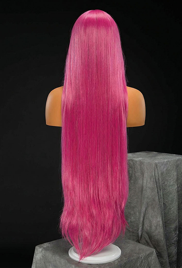 Female Superhero Cosplay Wig Magenta 35.4-inch Long Straight Lace Front Wig