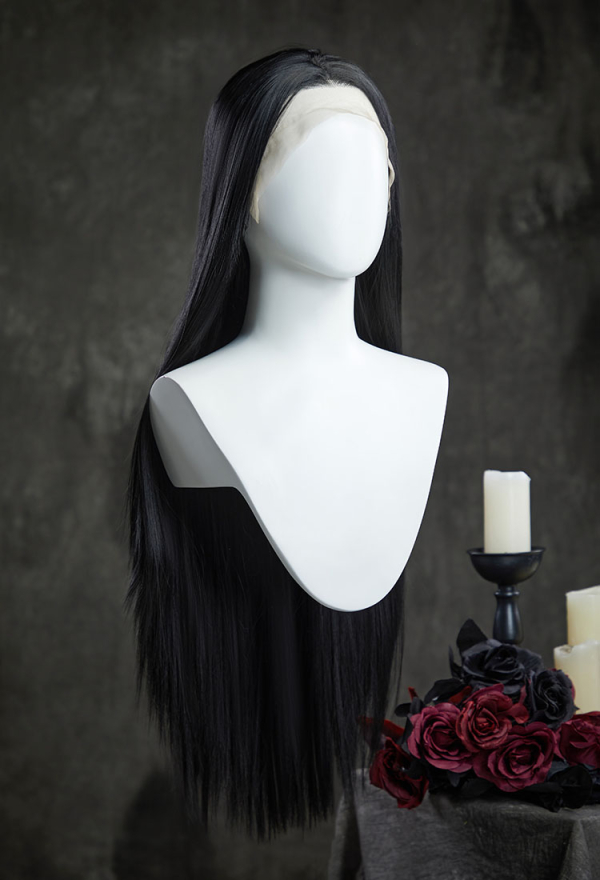 Cosplay Wig Black 31 inch Long Straight Wig Lace Wig